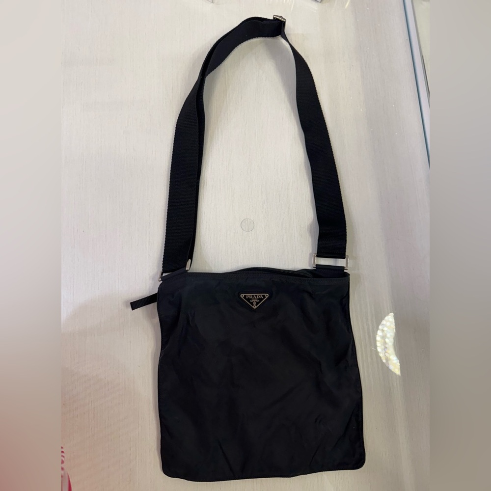 Authentic Prada Black and Silver Buckle Detail